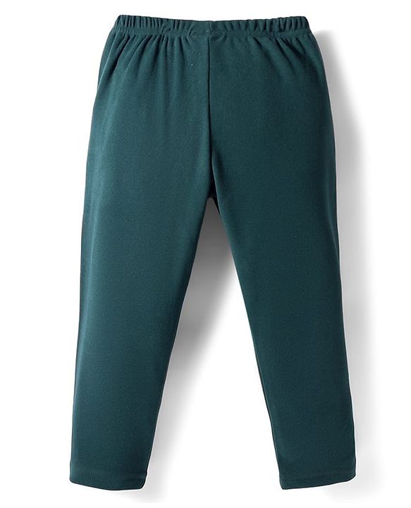 Babyhug Velour Knit Full Length Solid Colour Fleece & Woollen Pant - Maroon