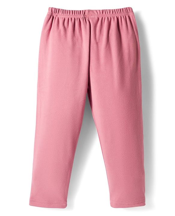 Babyhug Velour Knit Full Length Solid Colour Fleece & Woollen Pant - Maroon