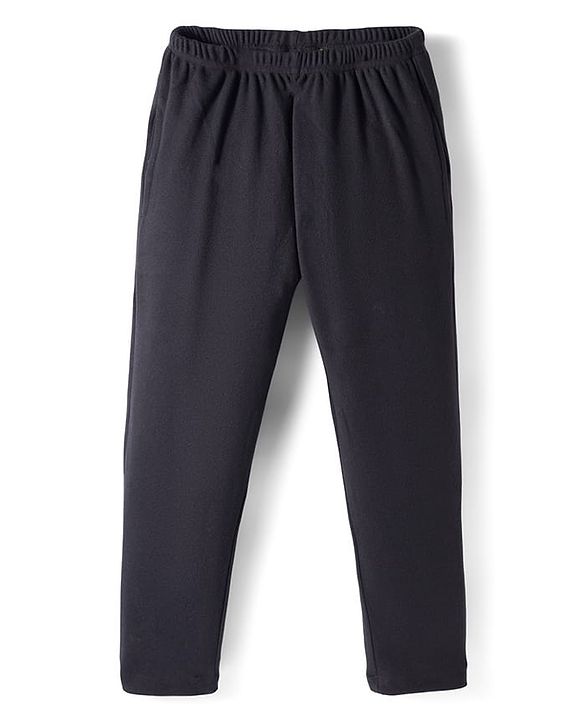 Babyhug Velour Knit Full Length Solid Colour Fleece & Woollen Pant - Maroon