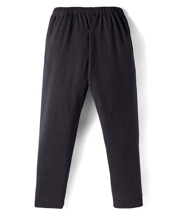 Babyhug Velour Knit Full Length Solid Colour Fleece & Woollen Pant - Maroon
