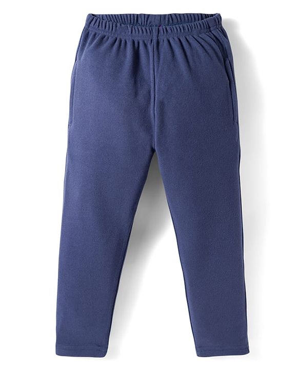 Babyhug Velour Knit Full Length Solid Colour Fleece & Woollen Pant - Maroon