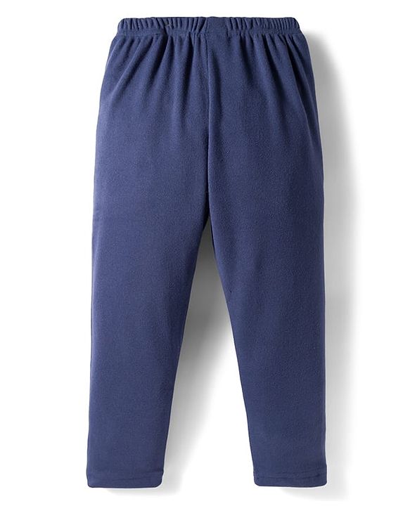 Babyhug Velour Knit Full Length Solid Colour Fleece & Woollen Pant - Maroon