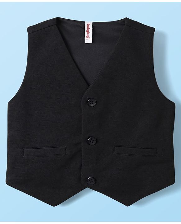 Babyhug Knit Full Sleeves Solid Three Piece Party Suit with Bow - Black