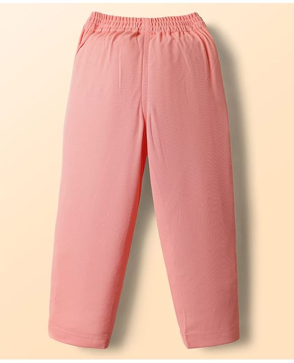 Babyhug Knit Full Sleeves Solid T-Shirt & Pant Set with Attached Waistcoat & Bow Applique - Pink