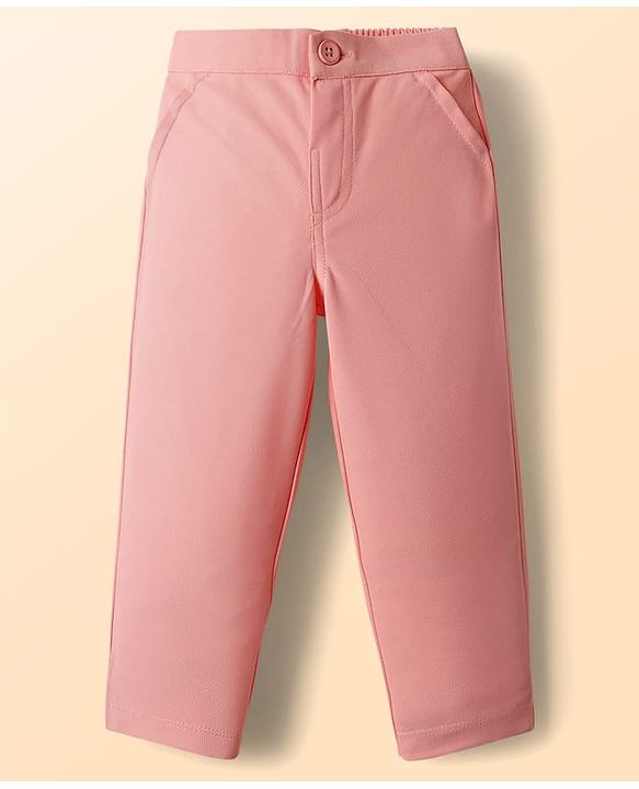 Babyhug Knit Full Sleeves Solid T-Shirt & Pant Set with Attached Waistcoat & Bow Applique - Pink
