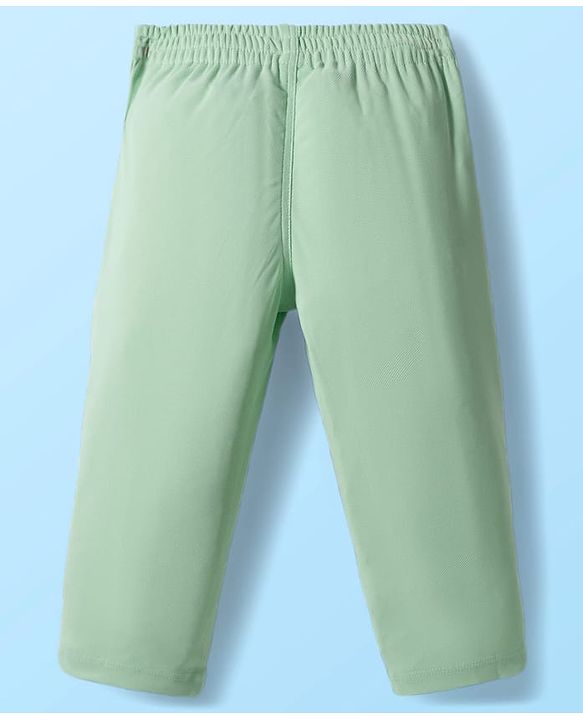 Babyhug Knit Full Sleeves Solid Polo Party T-Shirt & Trouser Set With Bow Applique & Attached Waistcoat - Mint Green & White