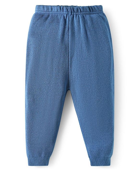 Babyhug Knit Full Sleeves Pullover Sweater Set with Color Block Design & Car Patch - Blue