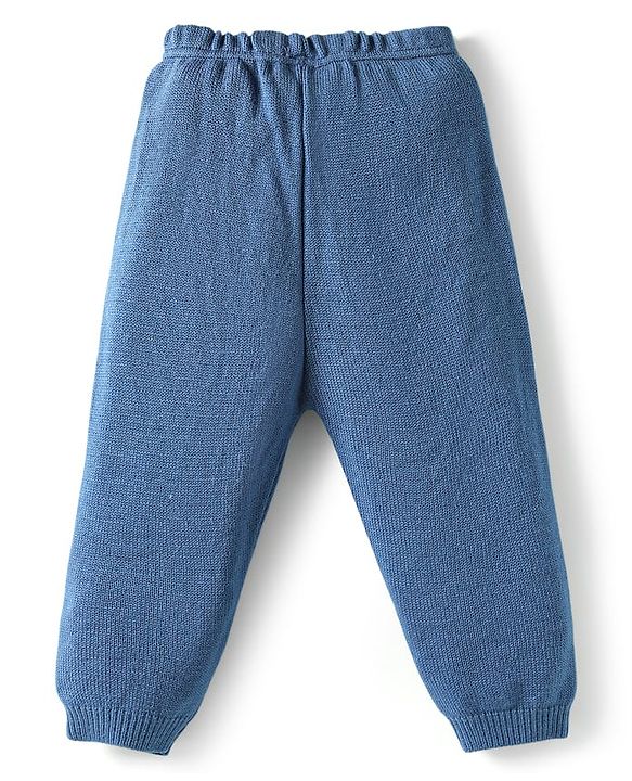 Babyhug Knit Full Sleeves Pullover Sweater Set with Color Block Design & Car Patch - Blue
