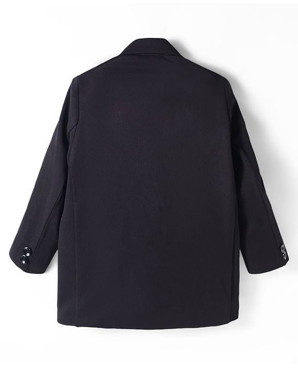 Babyhug Woven Full Sleeves Solid Overcoat Blazer - Navy Blue