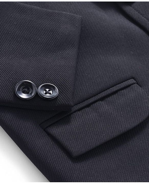 Babyhug Woven Full Sleeves Solid Overcoat Blazer - Navy Blue