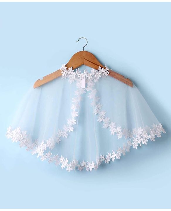 Babyhug Woven Sleeveless Mesh Party Dress with Shrug Floral Design & Pearl Detailing - White
