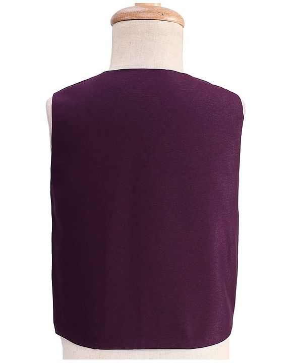 Babyhug Woven Full Sleeves Solid Color 4 Piece Party Suit with Bow Applique - Maroon