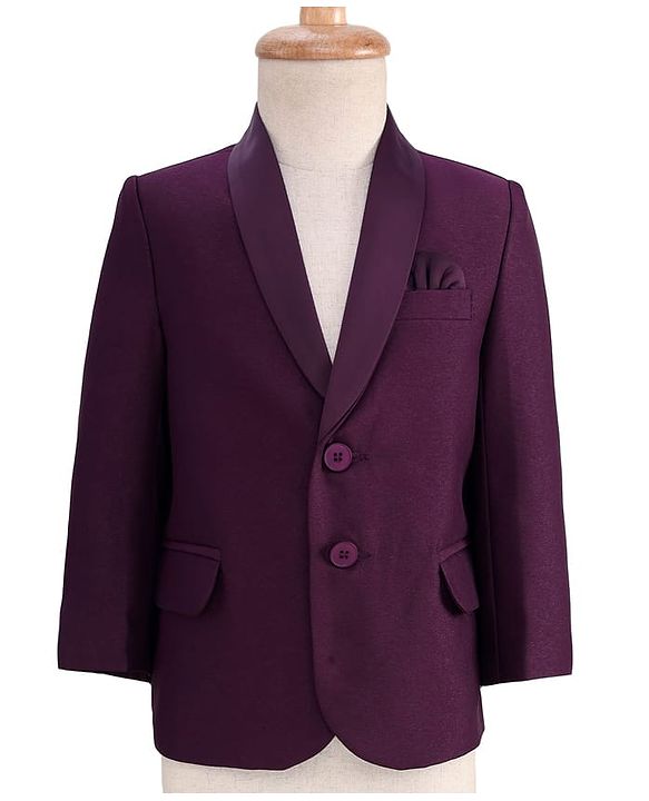 Babyhug Woven Full Sleeves Solid Color 4 Piece Party Suit with Bow Applique - Maroon