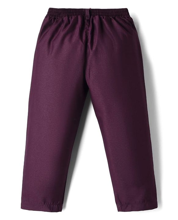 Babyhug Woven Full Sleeves Solid Color 4 Piece Party Suit with Bow Applique - Maroon