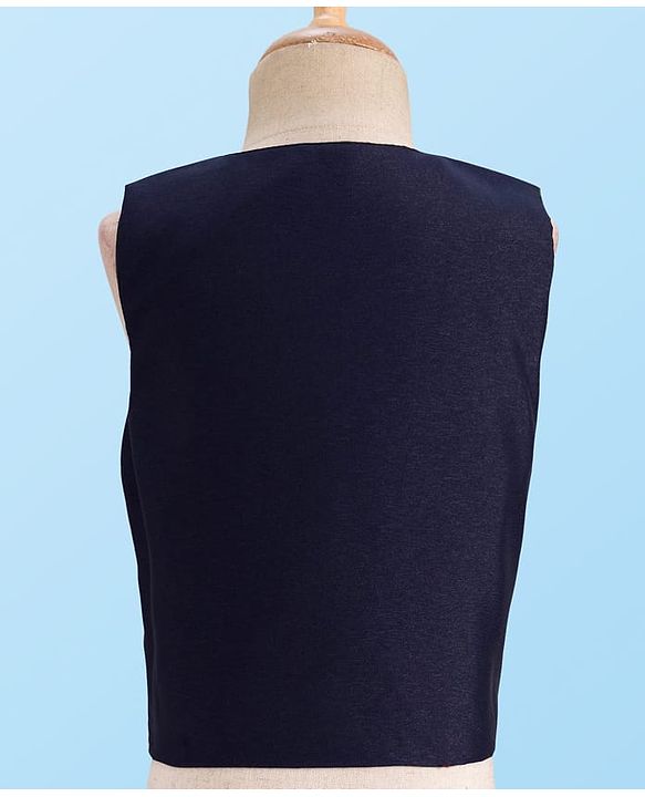 Babyhug Woven Four Piece Party Suit Set with Bow - Navy Blue