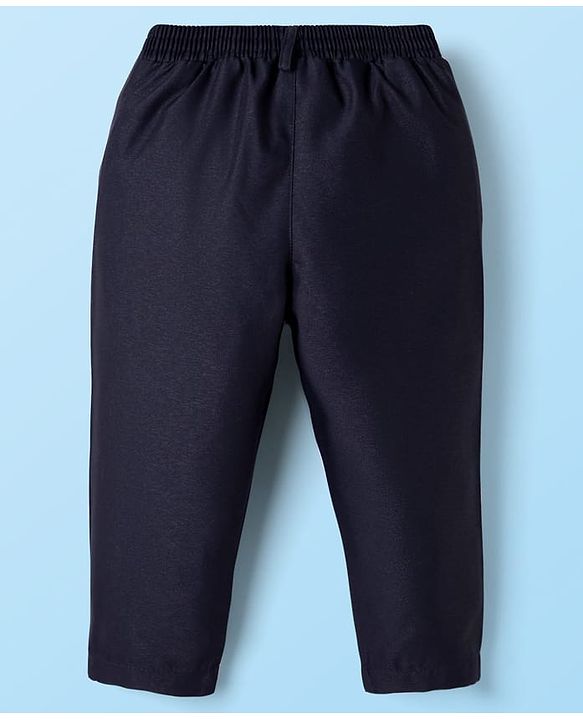 Babyhug Woven Four Piece Party Suit Set with Bow - Navy Blue