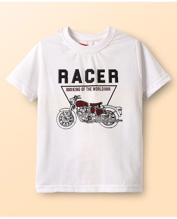 Babyhug Knit Full Sleeves Party Wear Solid Blazer & T-Shirt with Racer Text Print - Black & White