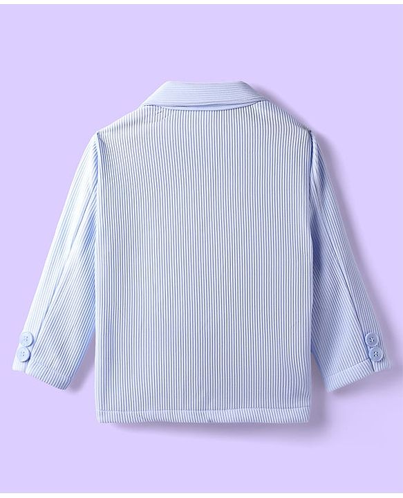 Babyhug Knit Full Sleeves Solid Coloured Partywear Blazer With Printed Tee - Light Blue