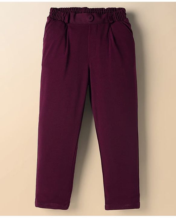 Babyhug Knit Full Sleeves Solid Color 3 Piece Party Suit with Bow - White & Wine