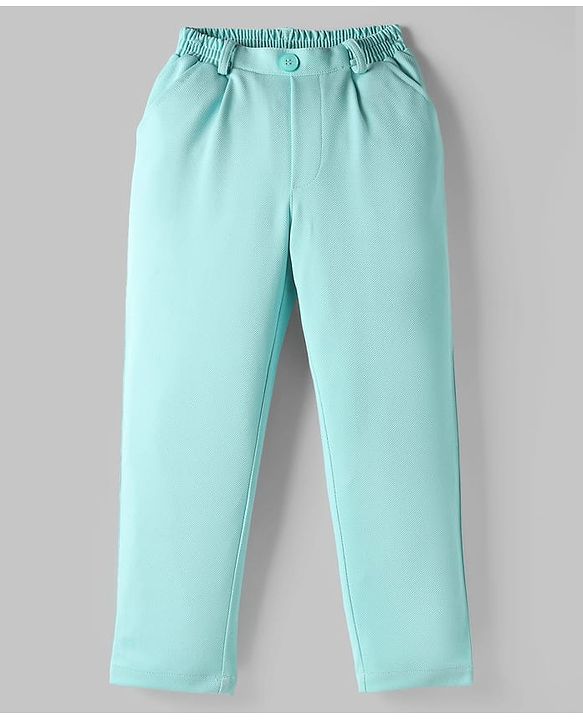 Babyhug Knit Full Sleeves Solid Color 3 Piece Party Suit with Bow Applique - Mint