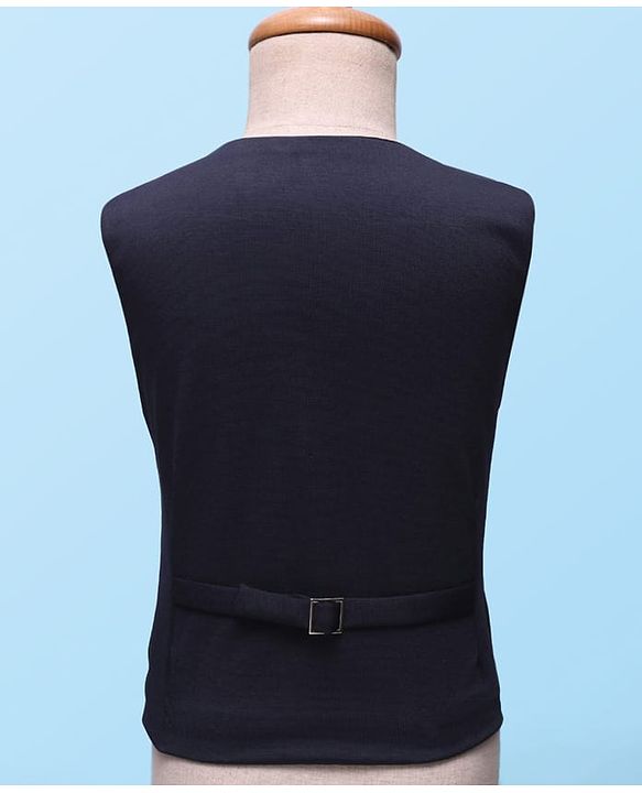 Babyhug Knit Full Sleeves 3 Piece Party Suit with Bow & Anchor Glitter Print - Navy Blue