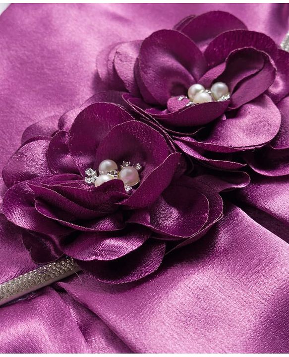 Babyhug Woven Sleeveless Pleated Party Dress With Floral Corsage - Purple