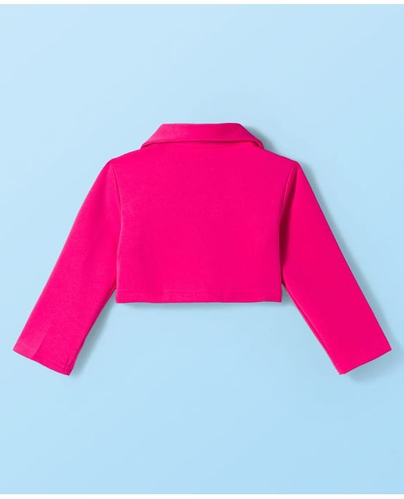 Babyhug Scuba Woven Full Sleeves Solid Jacket & Skirt With Inner Top - Dark Pink