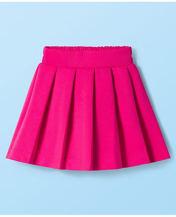 Babyhug Scuba Woven Full Sleeves Solid Jacket & Skirt With Inner Top - Dark Pink