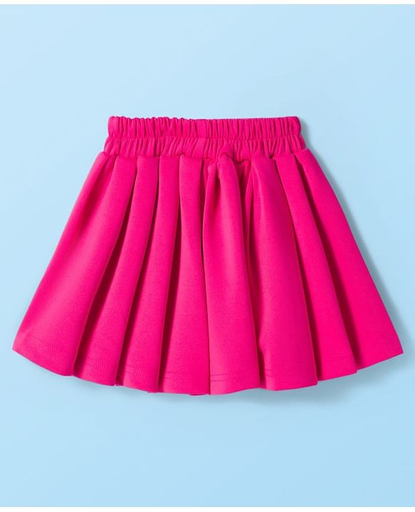 Babyhug Scuba Woven Full Sleeves Solid Jacket & Skirt With Inner Top - Dark Pink