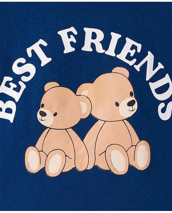 Babyhug 100% Cotton Knit Full Sleeves T-Shirts with Stripes & Teddy Print Pack of 3 - Yellow Red & Navy Blue