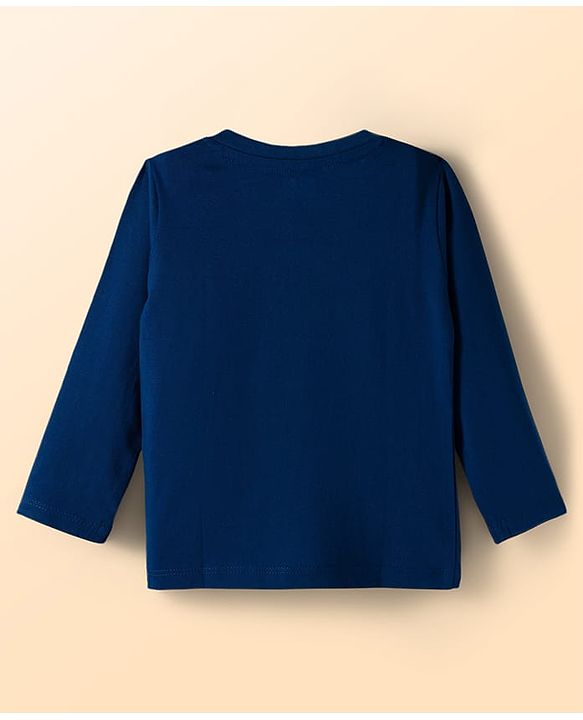 Babyhug 100% Cotton Knit Full Raglan Sleeves Henley Neck T-Shirts with Stripes &  Brooklyn Print Pack of 3 - Light Blue &  Navy Blue