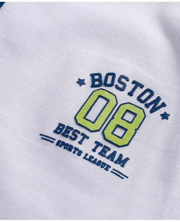 Babyhug 100% Cotton Knit Full Raglan Sleeves Henley Neck T-Shirts with Stripes &  Brooklyn Print Pack of 3 - Light Blue &  Navy Blue