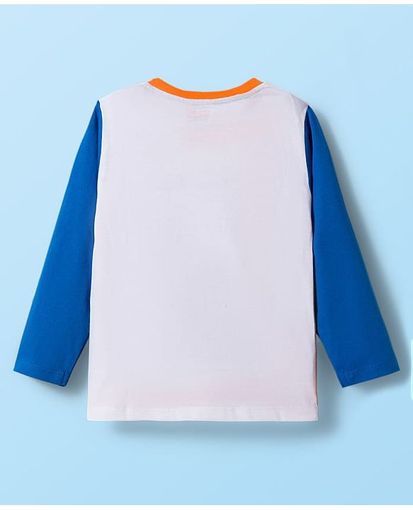 Babyhug 100% Cotton Knit Full Sleeves T-Shirt with Stripes & Pocket Pack of 3 - Blue White & Orange