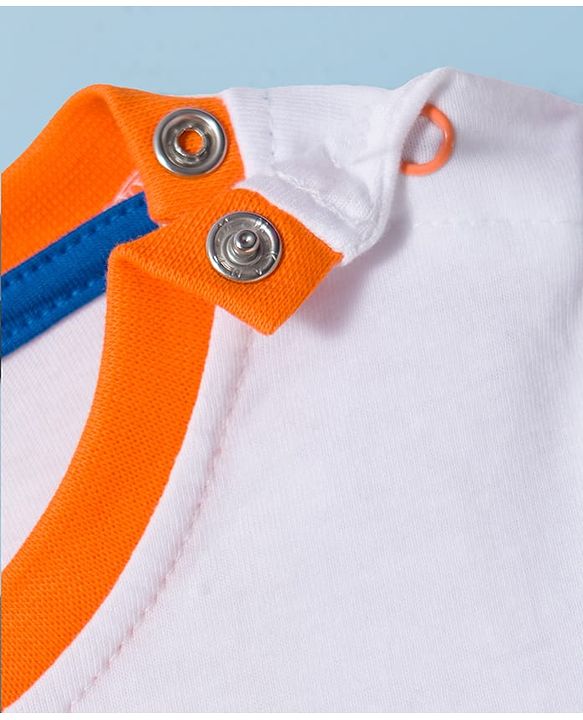 Babyhug 100% Cotton Knit Full Sleeves T-Shirt with Stripes & Pocket Pack of 3 - Blue White & Orange