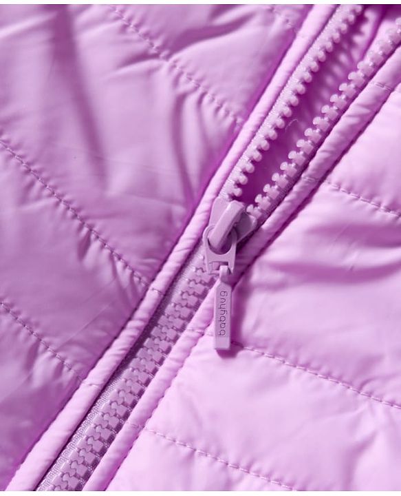 Babyhug Woven Full Sleeves A Line Frilled Hooded Padded Jacket With Star Patch - Purple