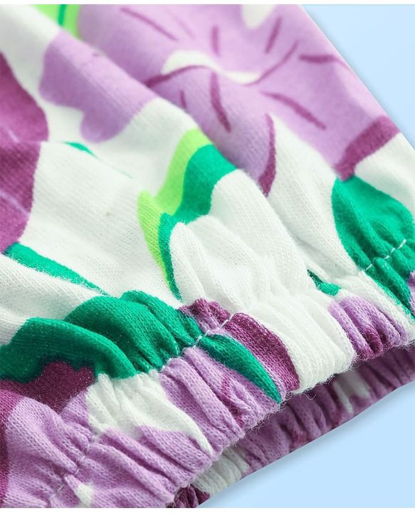 Pine Kids Cotton Knit Full Sleeves Frocks With Frill Detailing & Floral Print - Multicolour