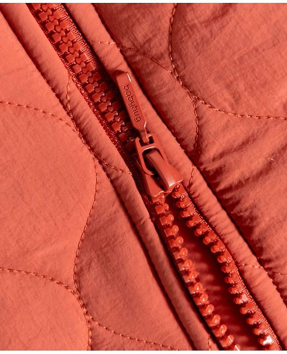 Babyhug Woven Full Sleeves Solid Hooded Quilted Jacket - Rust Orange