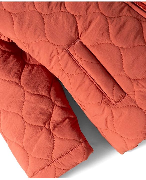 Babyhug Woven Full Sleeves Solid Hooded Quilted Jacket - Rust Orange