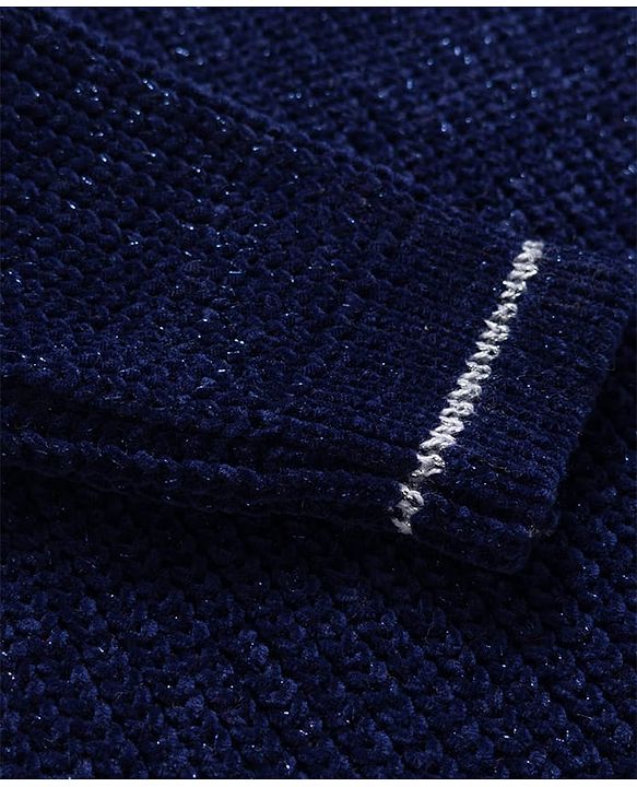 Babyhug Knitted Full Sleeves Pullover Sweater With Crown Embroidery - Navy Blue