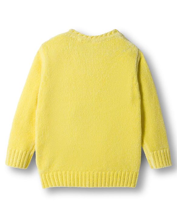 Babyhug Knit Full Sleeves Pullover with Butterfly Sequin Design - Lemon Yellow