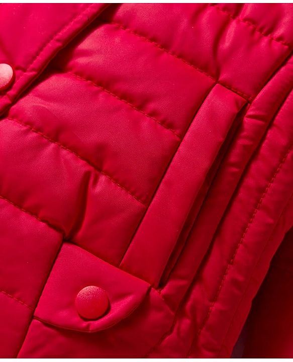 Babyhug Woven Full Sleeves Solid Colour Quilted Winter Jacket With Detachable Hood - Red