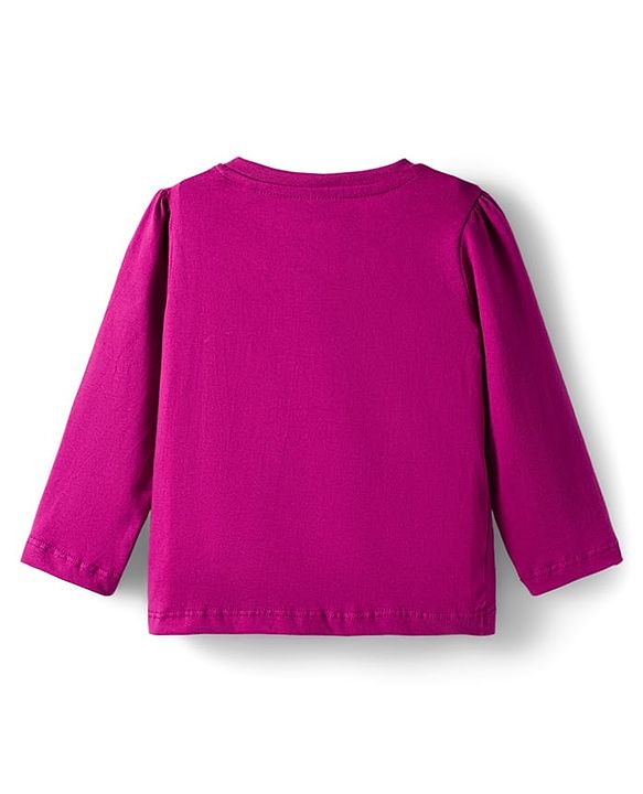 Babyhug Cotton Knit Full Sleeves Night Suit With Text & Heart Print - Purple