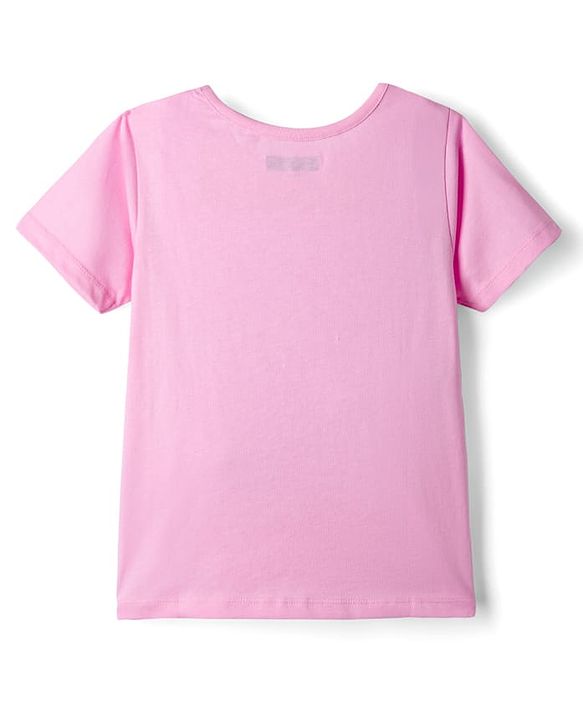 Pine Kids Cotton Knit Half Sleeves Capri Night Suit With Text Print - Pink & Blue