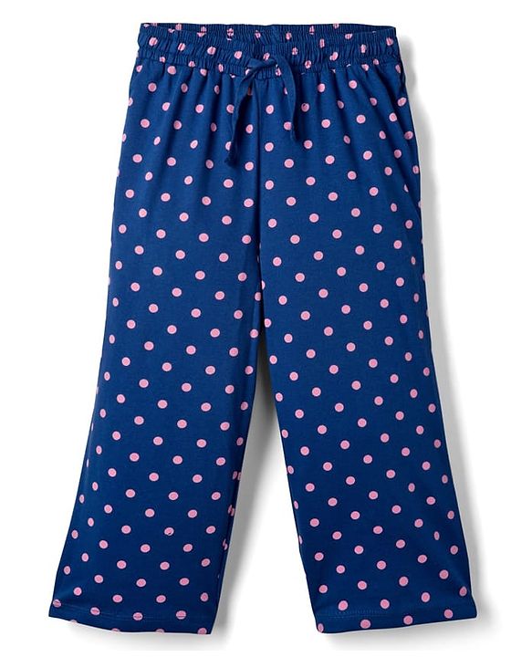 Pine Kids Cotton Knit Half Sleeves Capri Night Suit With Text Print - Pink & Blue