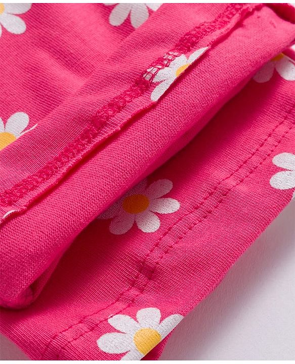 Babyhug Cotton Knit Full Sleeves Night Suit With Floral & Text Print - Pink