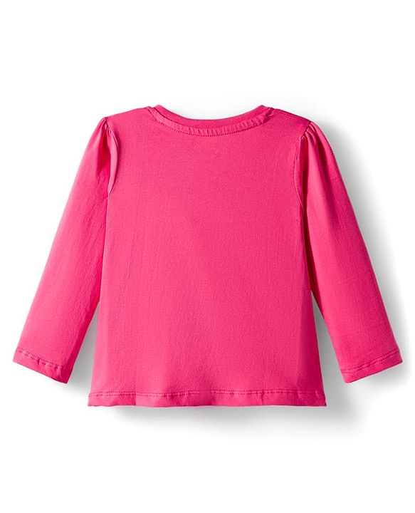 Babyhug Cotton Knit Full Sleeves Night Suit With Floral & Text Print - Pink