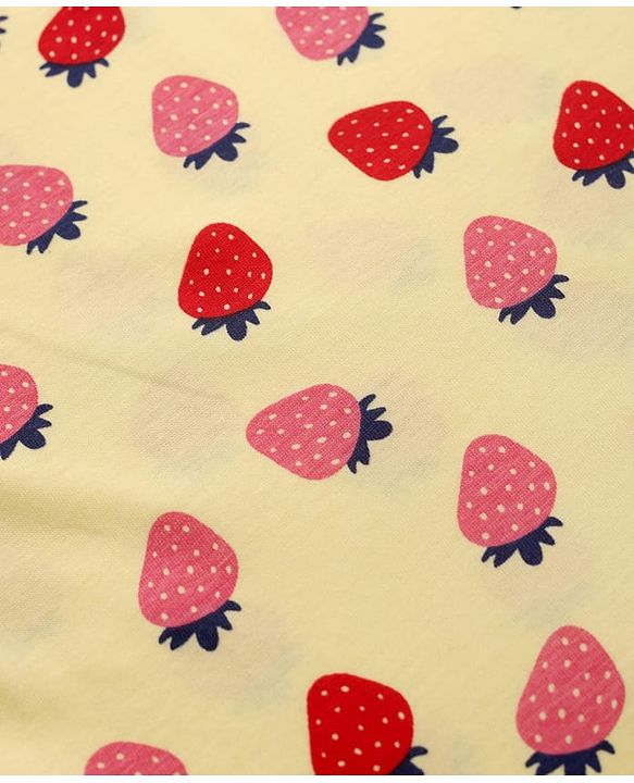 Pine Kids Cotton Knit Full Sleeves Co-ords Night Suit with Strawberry Print - Yellow