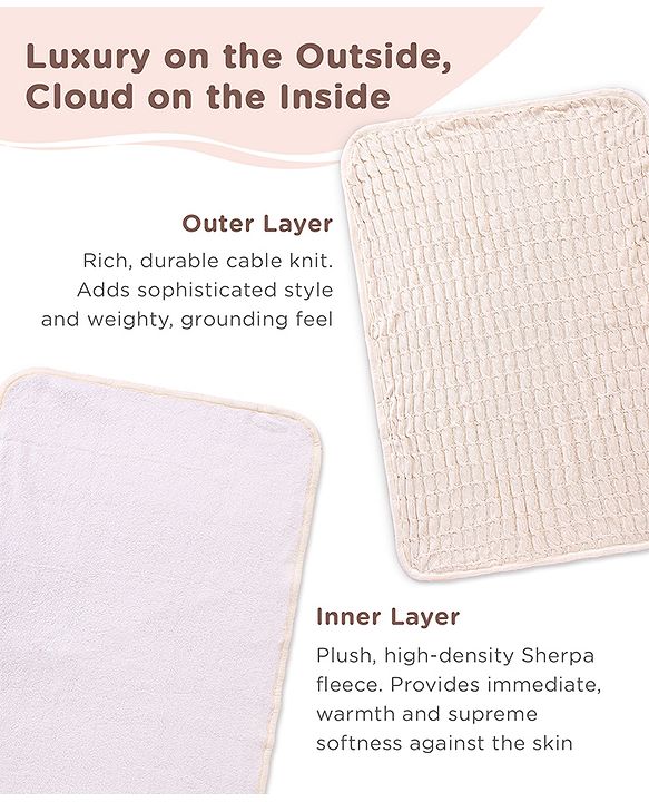 Babyhug Premium Cotton Knitted & Fur All Seasons Blanket - Off White