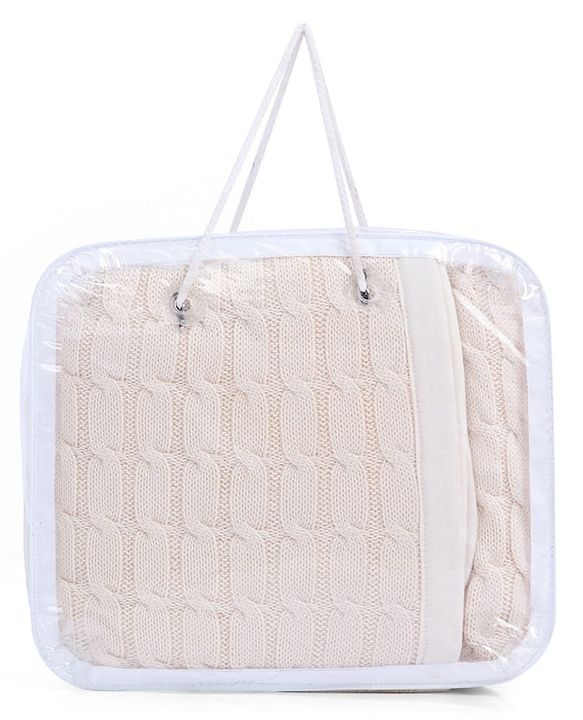 Babyhug Premium Cotton Knitted & Fur All Seasons Blanket - Off White
