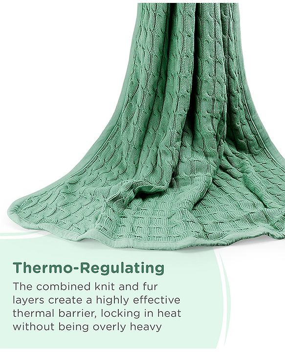 Babyhug Premium Cotton Knitted & Fur All Seasons Blanket - Off White